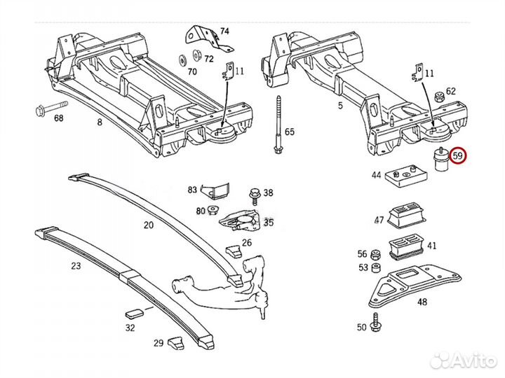 Отбойник передней балки MB Sprinter W901 W909