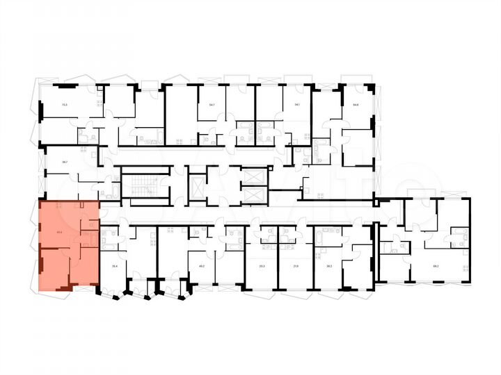 2-к. квартира, 49,4 м², 3/23 эт.