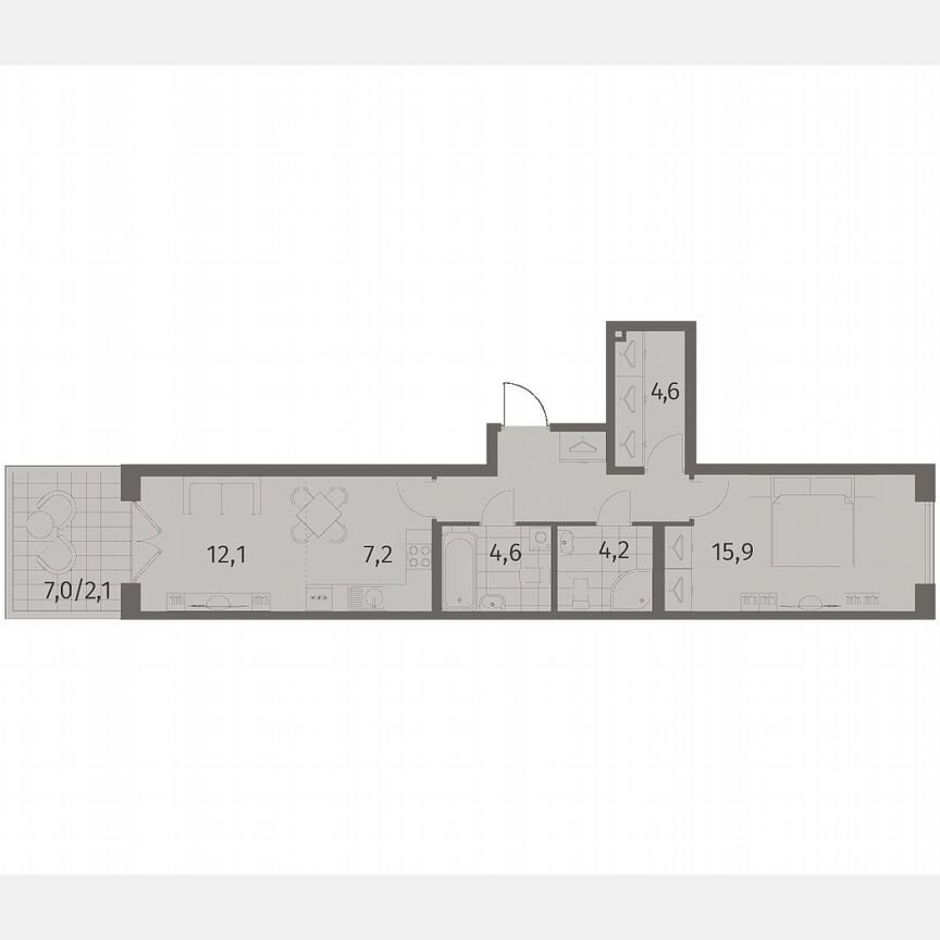 2-к. квартира, 58,7 м², 1/8 эт.