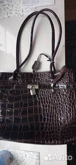 Сумка новая темно-коричневая женская под крокодило