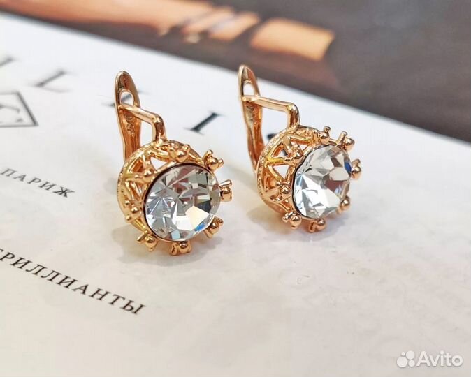 Серьги с настоящими кристаллами Swarovski