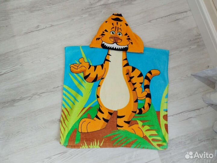 Детское полотенце пончо махровое Тигр