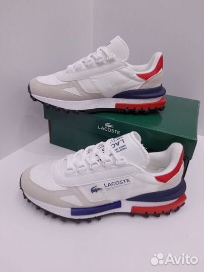Кроссовки Lacoste мужские белые красные синие