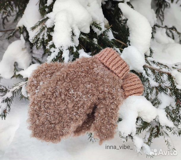 Варежки барашки и шапка луковка женские