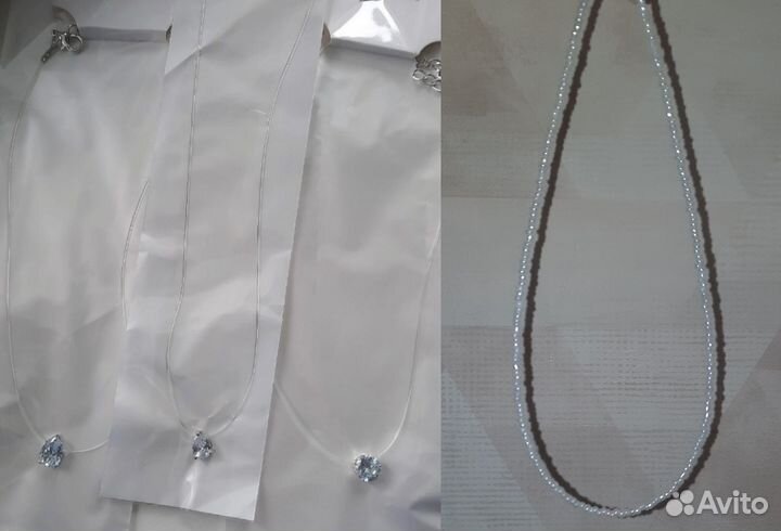 Подвеска/кулон на леске и чокер/колье из бисера