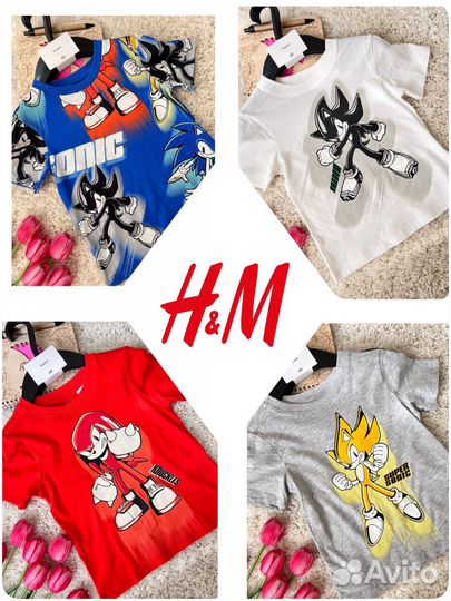 Футболки Sonic набор hm 92 98/104 122/128 134/140