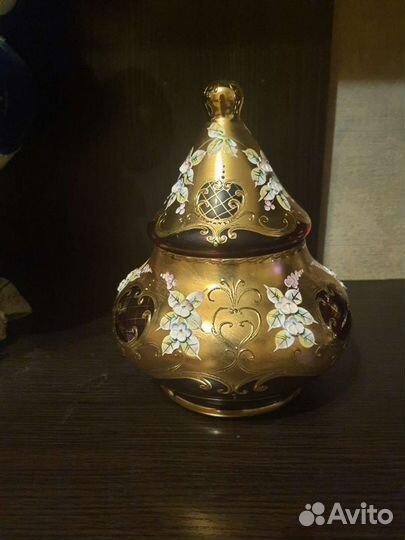 Ваза цветное стекло чехия