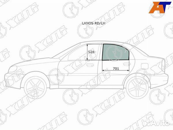 Стекло боковое опускное chevrolet lanos