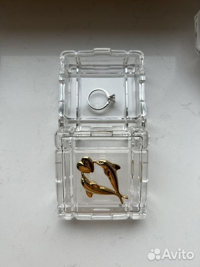 Шкатулка хрустальная для обручальных колец