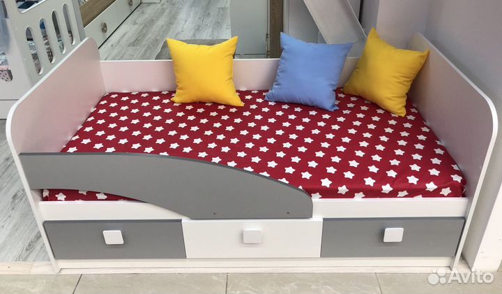 Кровать Умка (серебро + белый)