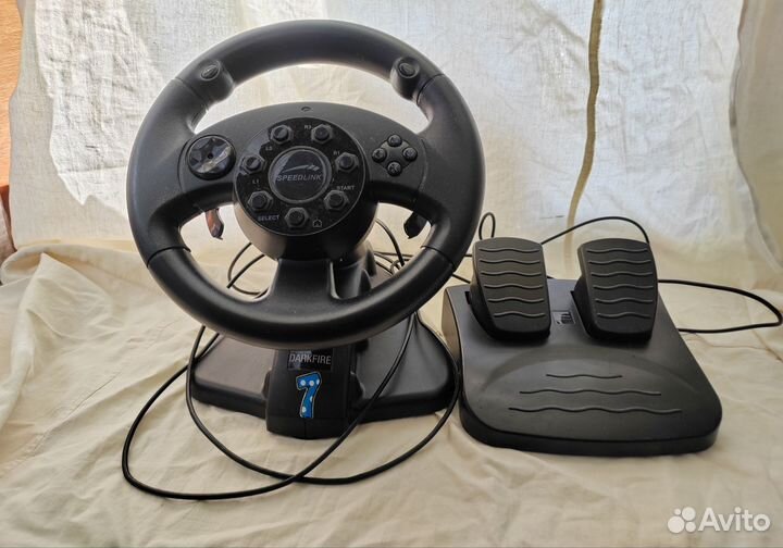 Игровой руль с педалями speedlink darkfire