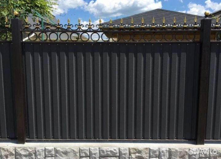 Забор из профлиста ,ворота под ключ