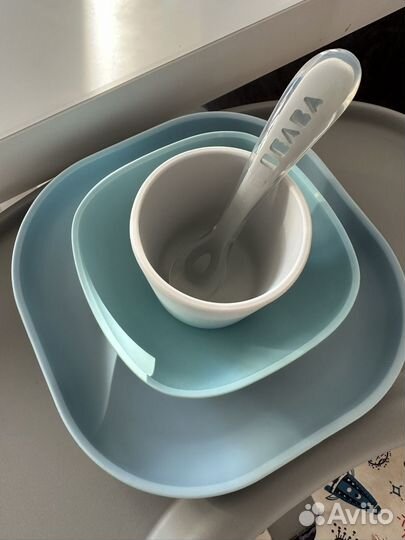 Cиликоновый набоp поcуды для коpмления Beaba