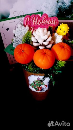 Новогодний букетик из мыла ручной работы