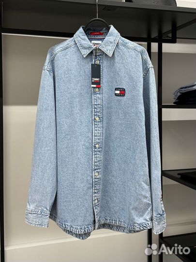 Рубашка Tommy Jeans Retro Logo Denim Light Indigo