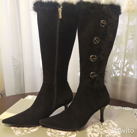 Сапоги женские демисезонные замшевые размер 39