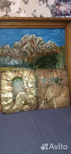 Створка посеребр.,обкладка для иконы 18-19в,позол