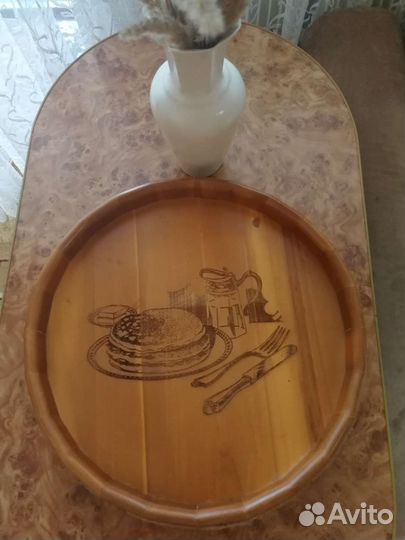 Поднос деревянный круглый