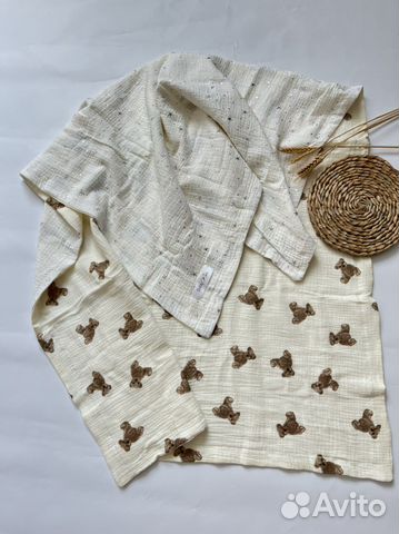 Плед-пеленка муслин 4 слоя рр 90 на 130 новый