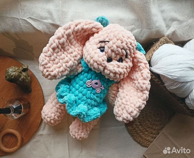 Мягкая игрушка зайка вязаный