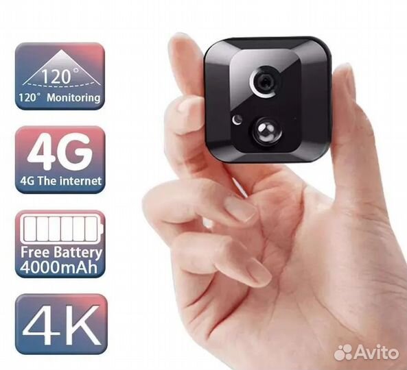 Мини камера Р3 видеонаблюдения, 4G с сим картой