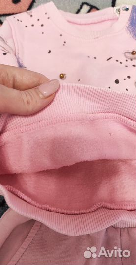 Трикотажный костюм на флисе, 2 штуки, размер 80