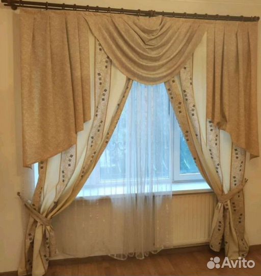 Шторы с ламбрекеном+ тюль
