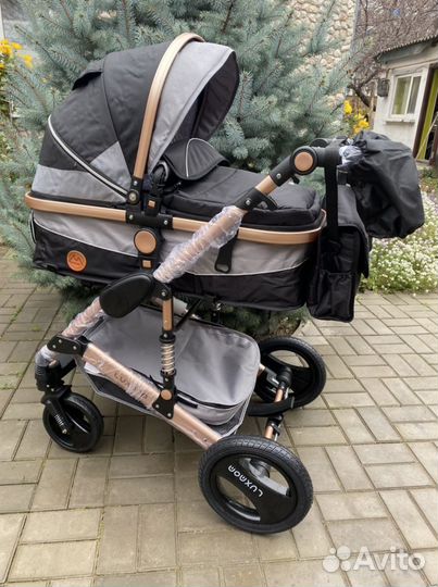 Коляска Люксмам модель 510 (черная на зол. )