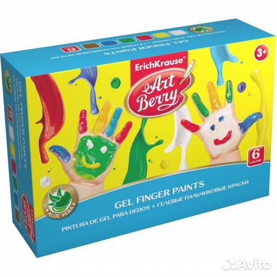 Краски пальчиковые Artberry с алоэ вера 6цв.41754