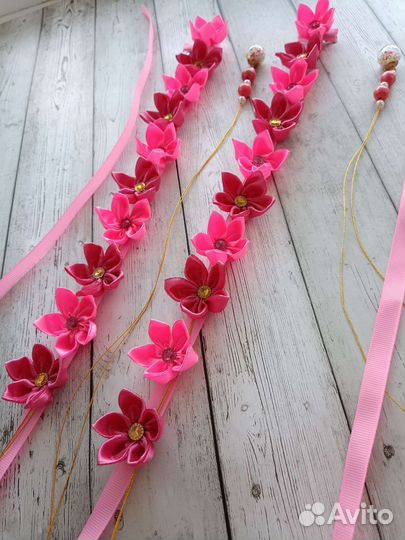 Лента в косу в технике канзаши