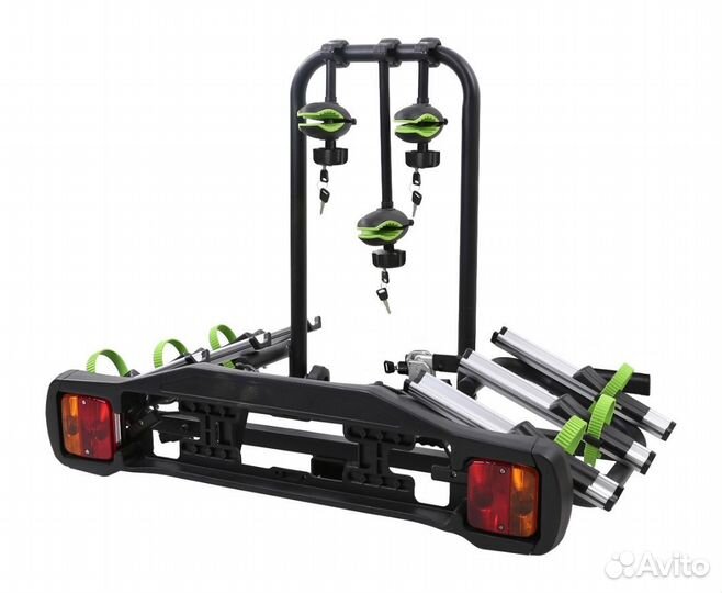 Велоплатформа с замками на фаркоп на 3 велосипеда
