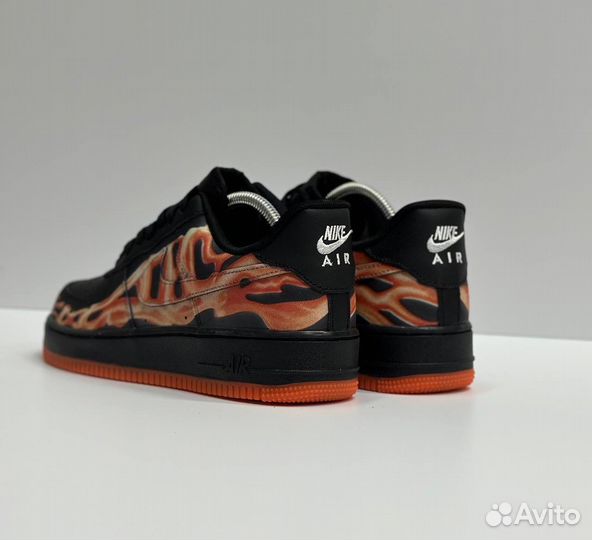 Кроссовки Nike Air Force 1 Black Skeleton Orange