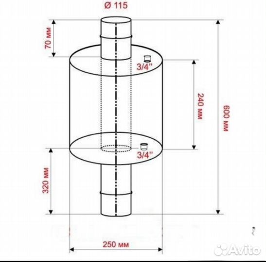 Теплообменник банной печи 115 мм