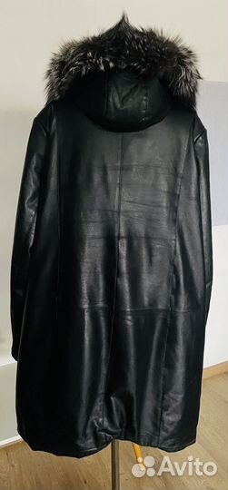 Куртка кожаная женская 54 56 с капюшоном