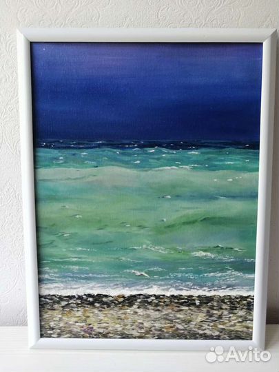 Картина маслом морской пейзаж. Море перед грозой