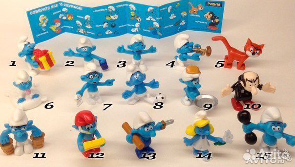 Смурфики киндер-сюрприз и др