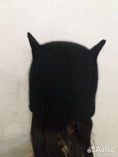 Чепчик-шапка с ушками(чёрный)