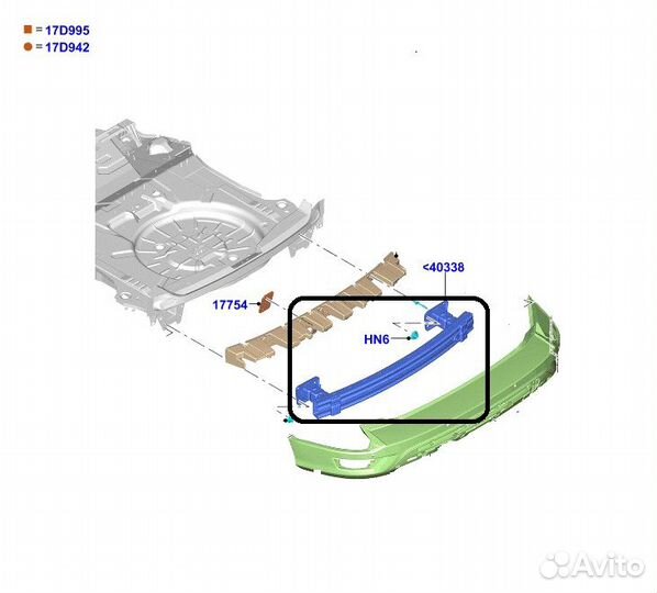 Усилитель бампера задний Ford Kuga 1.5L ecoboost