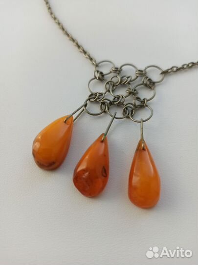 Бусы, ожерелье. Натуральный янтарь. Винтаж. СССР