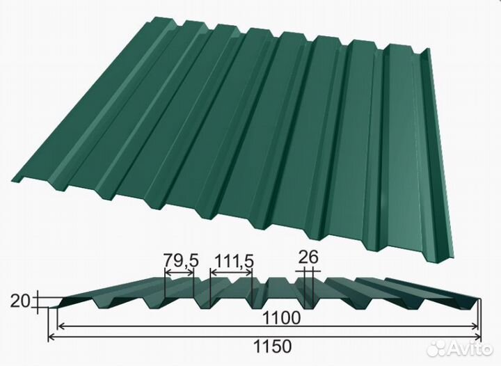Профлист Ral 6005 зеленый - С8, С20, С21