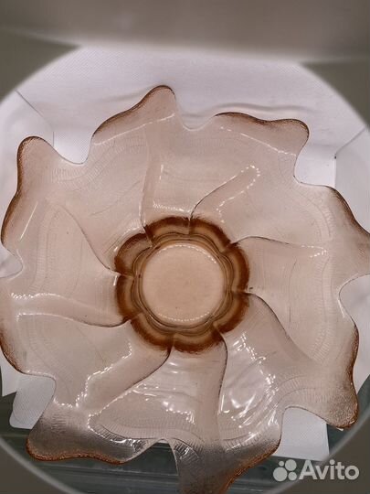 Ваза для фруктов цветное стекло СССР