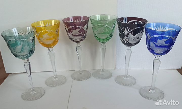 Бокалы хрусталь для вина с гравировкой из гдр