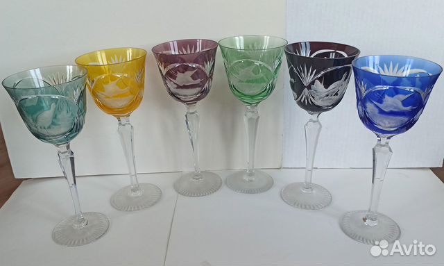 Бокалы хрусталь для вина с гравировкой из гдр