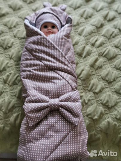 Конверт для новорождённого новый с шапочкой