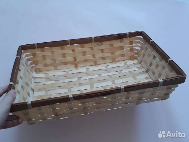 Новая корзина плетёная прямоугольная бамбук