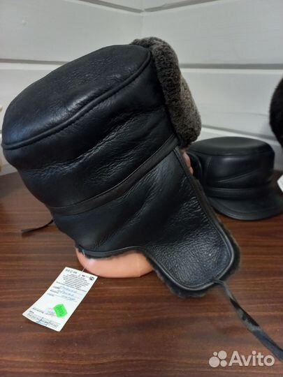 Шапка ушанка из дубленочной овчины