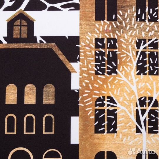 Новогодний комплект штор для кухни с подхватами 'З