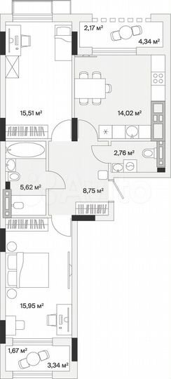 2-к. квартира, 66,5 м², 3/7 эт.