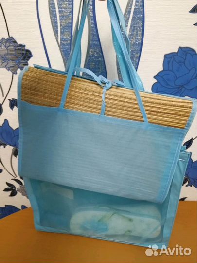 Пляжный набор: сумка, коврик, сланцы 38р