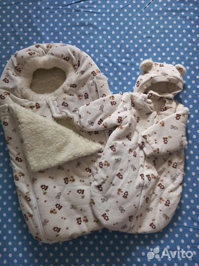 Зимний конверт на овчине в коляску